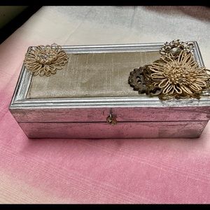 Distressed silver beaded decorative box